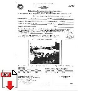 1967 Chevrolet Camaro 350 (12437) FIA homologation form PDF download